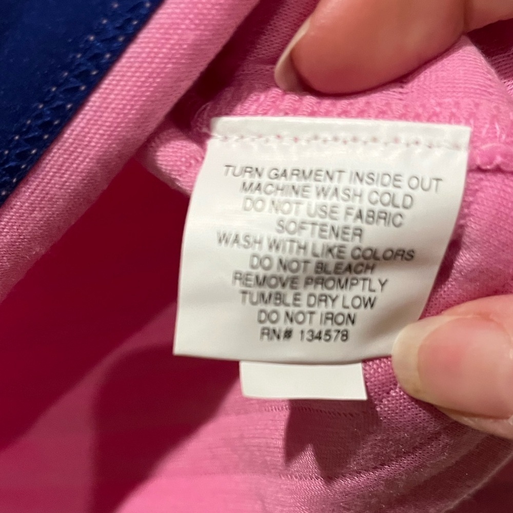 Vineyard Vines size L (14) pink/navy pullover with snap up mock neckline - Picture 8 of 13